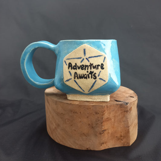 Blue 'Adventure Awaits' Darted Mug