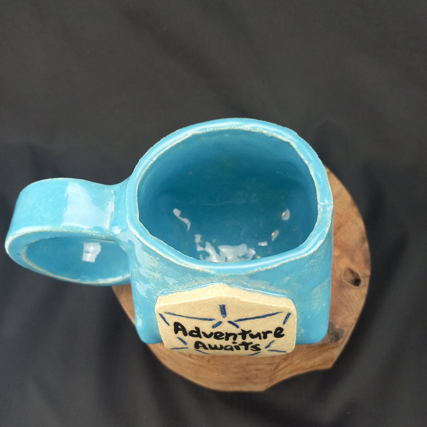 Blue 'Adventure Awaits' Darted Mug