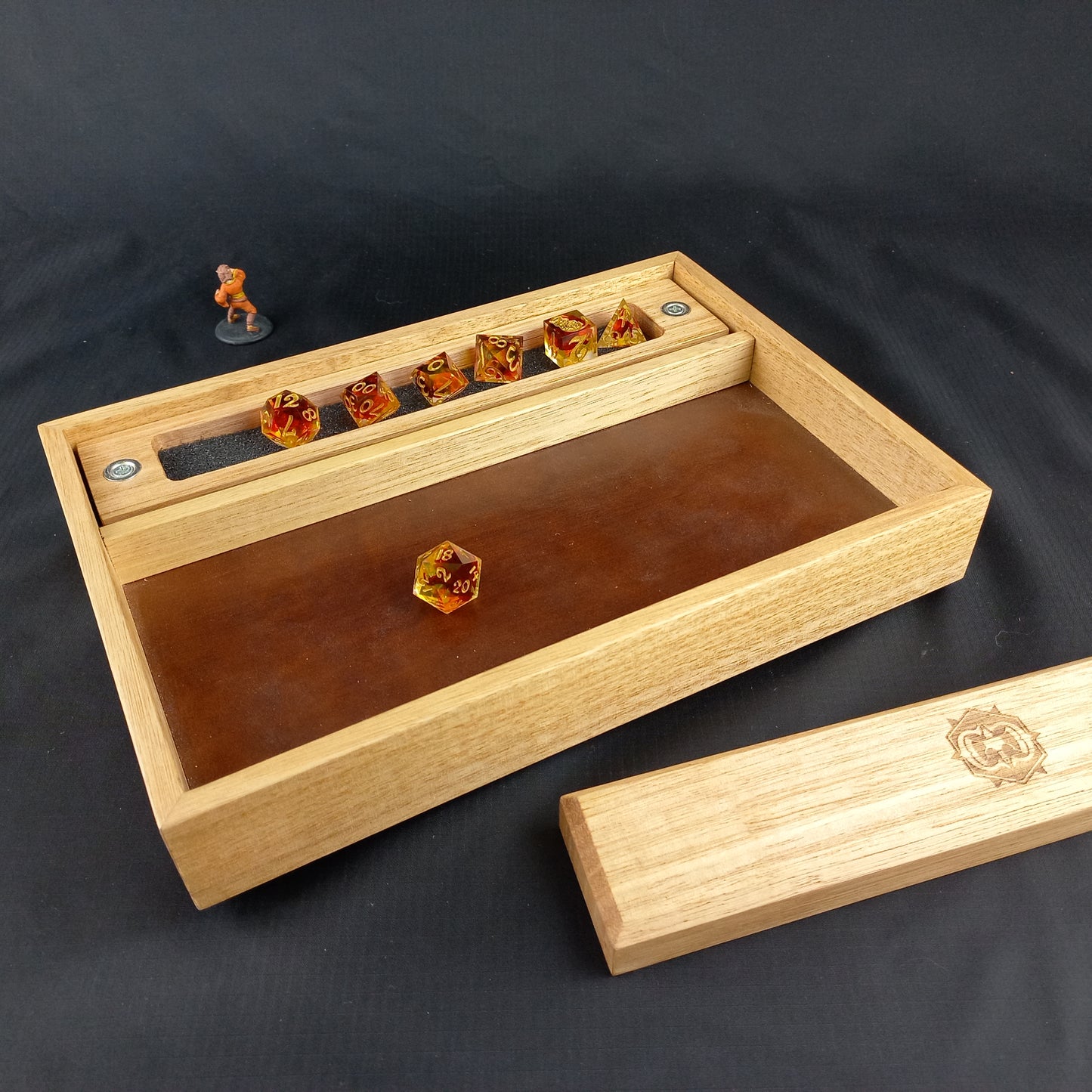 Dice Tray of Holding Tasmanina Oak Level Up Series