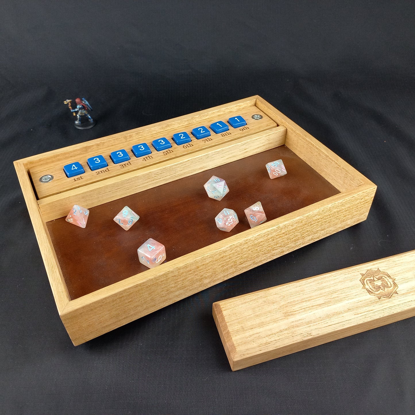 Dice Tray of Holding Tasmanina Oak Level Up Series