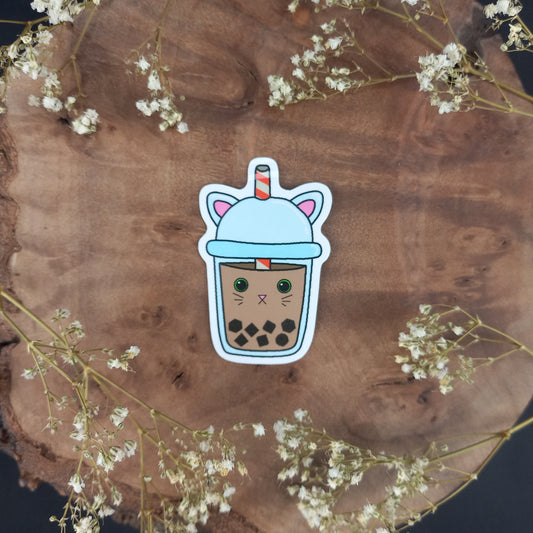 Caramel Cat Boba Tea Sticker