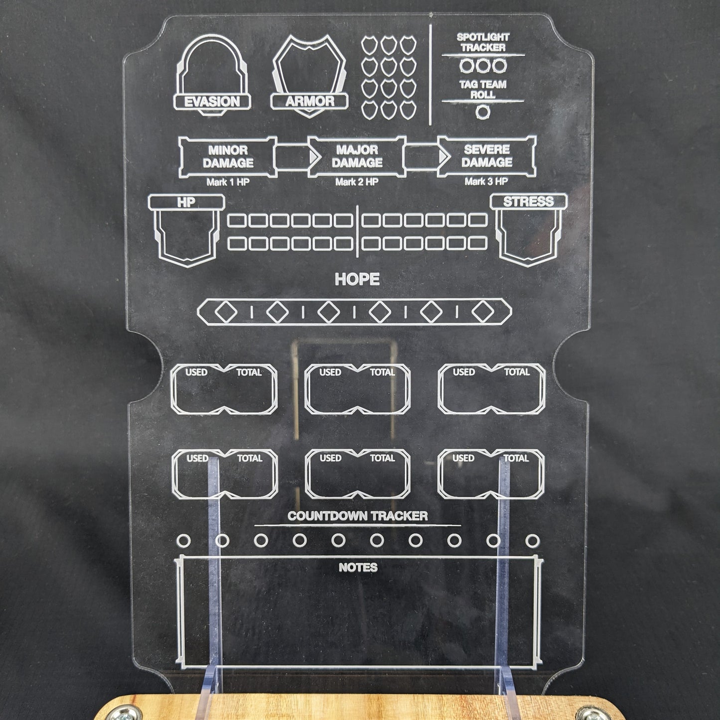 Engraved Acrylic Character Screen